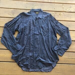 EUC Men's Vintage Lebow Men's 100% Silk Dark Navy Button-Up Shirt